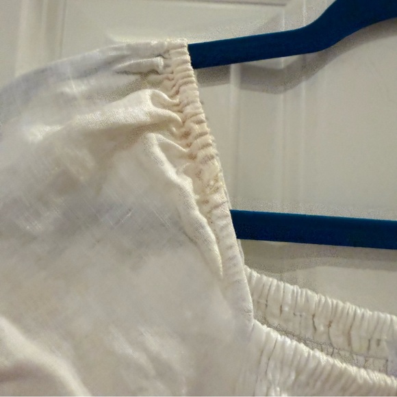 Faithfull The Brand Cette Mini Dress White size XS Linen Puff Sleeve Smocked - Picture 5 of 13